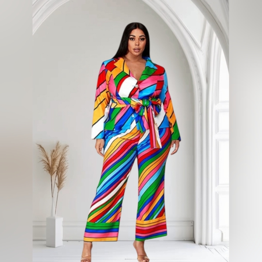 EBONY BEA RAINBOW WIDE BELTED BLAZER ONLY.. NEW WITH TAGS PLUS SIZE 4XL